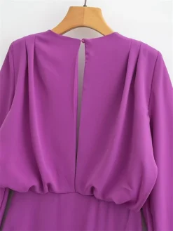 Women's Prom Dress Party Dress Wedding Guest Dress Long Dress Maxi Dress Purple Long Sleeve Pure Color Patchwork Fall Winter Autumn V Neck Fashion Wedding Guest Birthday Evening Party 2023 S M L -Party Prom Dresses Sales Store pzumbj1695712716458