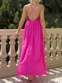 Women's Sequin Dress Swing Dress Slip Dress Long Dress Maxi Dress Purple Fuchsia Dark Blue Sleeveless Pure Color Sequins Summer Spring Spaghetti Strap Party Wedding Guest Evening Party Slim 2023 S M -Party Prom Dresses Sales Store qbqtdd1675160236671