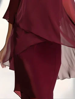 Women's Party Dress Lace Dress Cocktail Dress Long Dress Maxi Dress Wine 3/4 Length Sleeve Pure Color Lace Spring Fall Winter Crew Neck Fashion Wedding Guest 2023 S M L XL XXL 3XL -Party Prom Dresses Sales Store qdelqn1694673472488