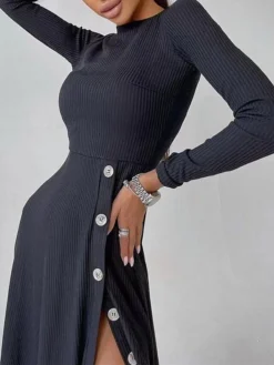 Women's Sweater Dress Winter Dress Jumper Dress Midi Dress Button Split Daily Date Going Out Fashion Basic Crew Neck Long Sleeve 2023 Regular Fit Black Blue Camel Color S M L XL Size 15 Women's Sweater Dress Winter Dress Jumper Dress Midi Dress Button Split Daily Date Going Out Fashion Basic Crew Neck Long Sleeve 2023 Regular Fit Black Blue Camel Color S M L XL Size -Party Prom Dresses Sales Store qiaach1692357251573