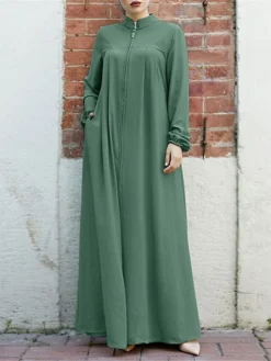 Women's Work Dress Swing Dress Black Dress Classic Long Dress Maxi Dress Zipper Pocket Stand Collar Long Sleeve Plain Loose Fit Black Brown Green Fall Winter S M L XL XXL 21 Women's Work Dress Swing Dress Black Dress Classic Long Dress Maxi Dress Zipper Pocket Stand Collar Long Sleeve Plain Loose Fit Black Brown Green Fall Winter S M L XL XXL -Party Prom Dresses Sales Store qiapea1693300607545