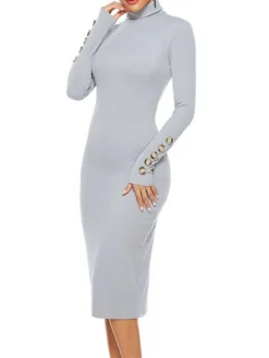 Women's Sweater Dress Midi Dress Dark Blue Gray Long Sleeve Pure Color Button Fall Winter Autumn Turtleneck Casual Winter Dress Fall Dress 2022 S M L XL XXL 3XL 4XL 5XL 21 Women's Sweater Dress Midi Dress Dark Blue Gray Long Sleeve Pure Color Button Fall Winter Autumn Turtleneck Casual Winter Dress Fall Dress 2022 S M L XL XXL 3XL 4XL 5XL -Party Prom Dresses Sales Store qicdrf1627549591028