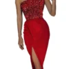 Women‘s Christmas Party Dress Sequin Dress Cocktail Dress Midi Dress Black Red Blue Sleeveless Pure Color Sparkly Glitter Sequins Spring Fall Winter One Shoulder Fashion Wedding Guest Birthday