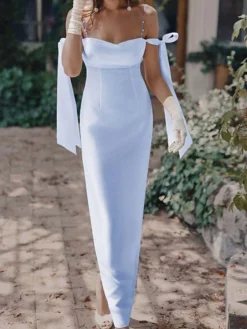 Women‘s Party Dress Satin Dress Sheath Dress Long Dress Maxi Dress Green Black Blue Sleeveless Pure Color Mesh Spring Summer Off Shoulder Modern Party Slim 2023 S M L XL XXL -Party Prom Dresses Sales Store qjbafk1645181425954