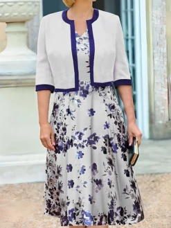 Women's Two Piece Dress Set Casual Dress Print Dress Outdoor Daily Fashion Elegant Print Midi Dress V Neck Half Sleeve Floral Regular Fit Yellow Pink Dark Pink Fall Winter S M L XL XXL 6 Women's Two Piece Dress Set Casual Dress Print Dress Outdoor Daily Fashion Elegant Print Midi Dress V Neck Half Sleeve Floral Regular Fit Yellow Pink Dark Pink Fall Winter S M L XL XXL -Party Prom Dresses Sales Store qmwwgu1693554427004