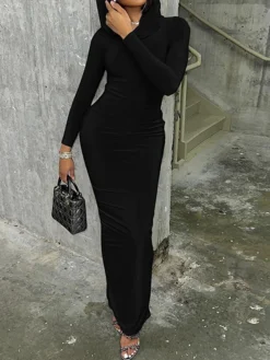 Women's Work Dress Casual Dress Sheath Dress Fashion Office Daily Long Dress Maxi Dress Ruched High Neck Long Sleeve Plain Regular Fit Black Purple Brown Spring Fall S M L 9 Women's Work Dress Casual Dress Sheath Dress Fashion Office Daily Long Dress Maxi Dress Ruched High Neck Long Sleeve Plain Regular Fit Black Purple Brown Spring Fall S M L -Party Prom Dresses Sales Store qsyllm1694588272203