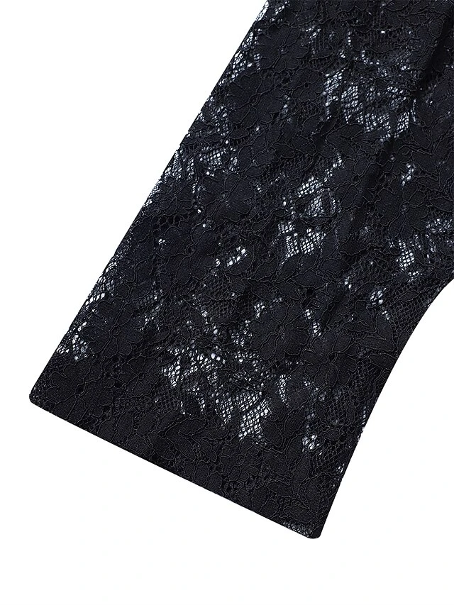 Women‘s Formal Party Dress Maxi Long Dress Navy Blue 3/4 Length Sleeve Print Pure Color Ruched Lace Fall Winter V Neck Elegant Fashion Modern 2023 3XL 5 Women‘s Formal Party Dress Maxi Long Dress Navy Blue 3/4 Length Sleeve Print Pure Color Ruched Lace Fall Winter V Neck Elegant Fashion Modern 2023 3XL - Image 5