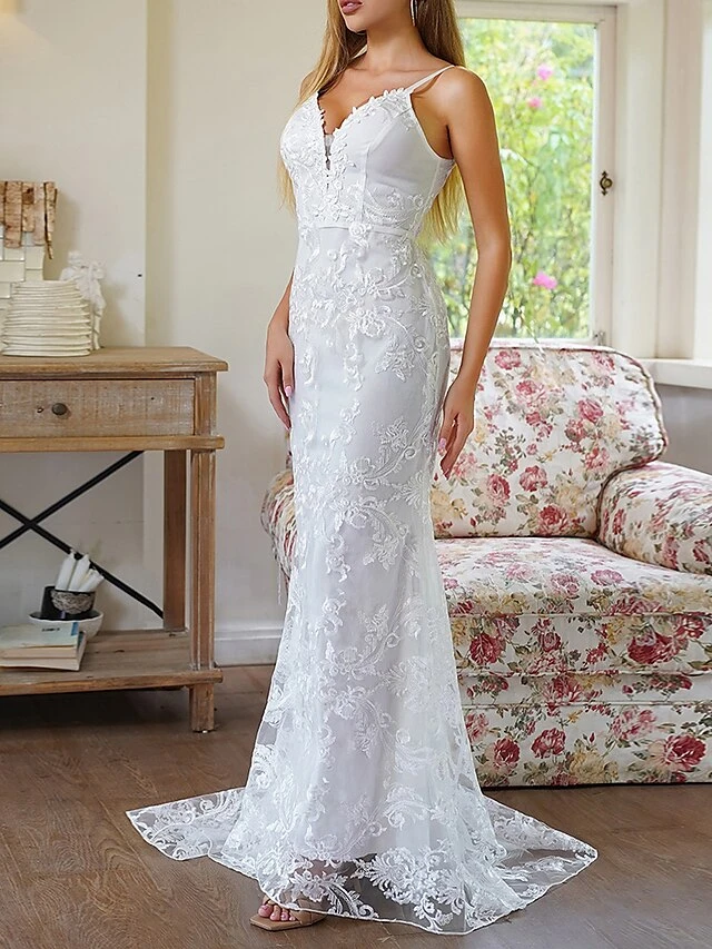 Women's Prom Dress Party Dress Lace Dress Long Dress Maxi Dress White Sleeveless Pure Color Lace Spring Fall Winter Spaghetti Strap Fashion Birthday Evening Party Wedding Guest 2023 S M L XL 3 Women's Prom Dress Party Dress Lace Dress Long Dress Maxi Dress White Sleeveless Pure Color Lace Spring Fall Winter Spaghetti Strap Fashion Birthday Evening Party Wedding Guest 2023 S M L XL - Image 3