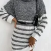 Women's Sweater Dress Winter Dress Jumper Dress Mini Dress Patchwork Ribbed Daily Date Going Out Fashion Basic Turtleneck Long Sleeve 2023 Loose Fit Gray Color S M L Size