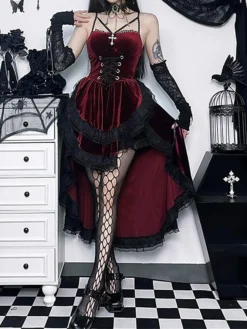 Women's Party Dress Lace Dress Cocktail Dress Midi Dress Black Wine Purple Sleeveless Pure Color Lace Spring Fall Winter Spaghetti Strap Fashion Halloween Birthday Wedding Guest 2023 S M L -Party Prom Dresses Sales Store qwmdxy1694505114694