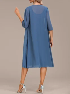 Women's Two Piece Dress Set Party Dress Chiffon Dress Party Wedding Guest Fashion Elegant Ruffle Midi Dress Crew Neck 3/4 Length Sleeve Plain Loose Fit Blue Fall Winter S M L XL XXL 13 Women's Two Piece Dress Set Party Dress Chiffon Dress Party Wedding Guest Fashion Elegant Ruffle Midi Dress Crew Neck 3/4 Length Sleeve Plain Loose Fit Blue Fall Winter S M L XL XXL -Party Prom Dresses Sales Store qwonld1696604914895