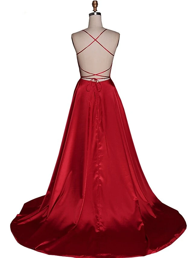 Women‘s Prom Party Dress Homecoming Dress Satin Maxi Long Dress Green Red Sleeveless Pure Color Split Spring Summer Spaghetti Strap Party Stylish Elegant Party 2023 S M L XL 15 Women‘s Prom Party Dress Homecoming Dress Satin Maxi Long Dress Green Red Sleeveless Pure Color Split Spring Summer Spaghetti Strap Party Stylish Elegant Party 2023 S M L XL - Image 15