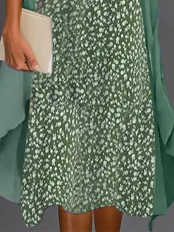 Women's Two Piece Dress Set Casual Dress Floral Dress Outdoor Daily Fashion Elegant Print Midi Dress Crew Neck 3/4 Length Sleeve Floral Regular Fit White Pink Blue Summer Spring S M L XL XXL -Party Prom Dresses Sales Store qxliov1681352877065