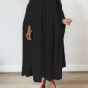 Women's Work Dress Black Dress White Dress Fashion Long Dress Maxi Dress Ruched Split Crew Neck Long Sleeve Plain Loose Fit Black White Yellow Fall S M L XL XXL