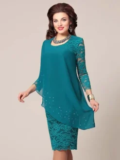 Women's Party Dress Work Dress Sheath Dress Midi Dress Navy Blue Blue Green 3/4 Length Sleeve Pure Color Lace Spring Fall Crew Neck Mature Office Summer Dress Spring Dress 2023 S M L XL XXL 3XL 4XL 11 Women's Party Dress Work Dress Sheath Dress Midi Dress Navy Blue Blue Green 3/4 Length Sleeve Pure Color Lace Spring Fall Crew Neck Mature Office Summer Dress Spring Dress 2023 S M L XL XXL 3XL 4XL -Party Prom Dresses Sales Store rbpgys1635997977486