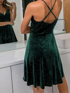 Women's Party Dress Velvet Dress Homecoming Dress Mini Dress Black Wine Royal Blue Sleeveless Pure Color Backless Spring Fall Winter Spaghetti Strap Fashion Winter Dress Wedding Guest Vacation 2023 S -Party Prom Dresses Sales Store rcjmaf1692340101618