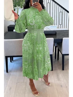 Women's A Line Dress Midi Dress Yellow Pink Green Long Sleeve Geometric Pleated Fall Winter Autumn High Neck Winter Dress Fall Dress 2023 S M L XL 9 Women's A Line Dress Midi Dress Yellow Pink Green Long Sleeve Geometric Pleated Fall Winter Autumn High Neck Winter Dress Fall Dress 2023 S M L XL -Party Prom Dresses Sales Store rdhpfq1692003784701