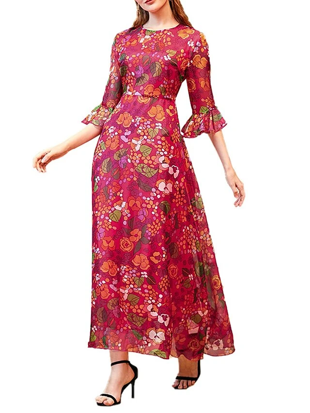 Women's Party Dress Cocktail Dress Wedding Guest Dress Long Dress Maxi Dress Red Half Sleeve Flower Ruched Fall Winter Autumn Crew Neck Fashion Winter Dress Wedding Guest Vacation 2023 S M L XL 6 Women's Party Dress Cocktail Dress Wedding Guest Dress Long Dress Maxi Dress Red Half Sleeve Flower Ruched Fall Winter Autumn Crew Neck Fashion Winter Dress Wedding Guest Vacation 2023 S M L XL - Image 6