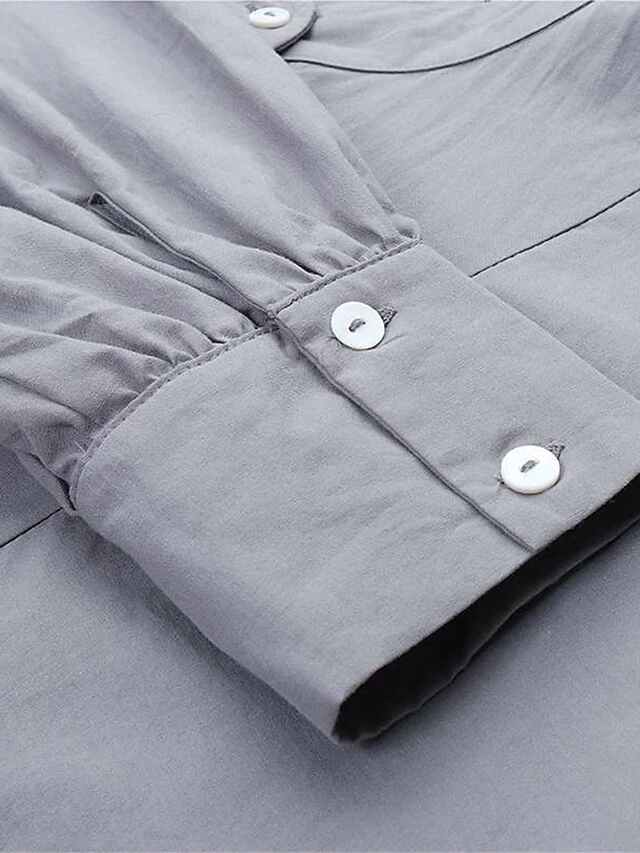 Women's Work Dress Swing Dress Semi Formal Dress Fashion Long Dress Maxi Dress Ruched Button Crew Neck Long Sleeve Plain Loose Fit Wine Blue Green Fall Winter S M L XL XXL 9 Women's Work Dress Swing Dress Semi Formal Dress Fashion Long Dress Maxi Dress Ruched Button Crew Neck Long Sleeve Plain Loose Fit Wine Blue Green Fall Winter S M L XL XXL - Image 9