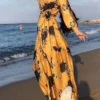 Women's Work Dress Swing Dress Semi Formal Dress Fashion Long Dress Maxi Dress Print Crew Neck Long Sleeve Print Loose Fit White Yellow Red Fall Winter S M L XL XXL