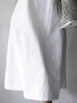 Women's Casual Dress Cotton Linen Dress Shift Dress Maxi Long Dress Cotton Blend Casual Daily Vacation Crew Neck Pocket Sleeveless Summer Spring Boom Sale Dress Loose Fit White Pure Color S M L XL XXL -Party Prom Dresses Sales Store rjugwz1656913233885