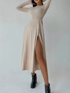 Women's Sweater Dress Winter Dress Jumper Dress Midi Dress Button Split Daily Date Going Out Fashion Basic Crew Neck Long Sleeve 2023 Regular Fit Black Blue Camel Color S M L XL Size 12 Women's Sweater Dress Winter Dress Jumper Dress Midi Dress Button Split Daily Date Going Out Fashion Basic Crew Neck Long Sleeve 2023 Regular Fit Black Blue Camel Color S M L XL Size -Party Prom Dresses Sales Store rnuyhc1692357248622