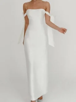 Women‘s Party Dress Satin Dress Sheath Dress Long Dress Maxi Dress Green Black Blue Sleeveless Pure Color Mesh Spring Summer Off Shoulder Modern Party Slim 2023 S M L XL XXL