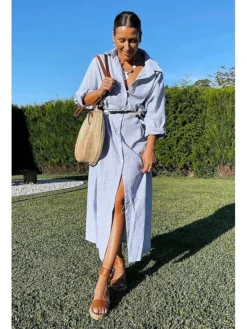 Women‘s Casual Dress Shirt Dress Cotton Dress Shift Dress Maxi Long Dress Cotton Basic Casual Outdoor Winter Dress Daily Shirt Collar Button Split Long Sleeve Summer Winter Fall Spring 2023 -Party Prom Dresses Sales Store rqekae1695090570443