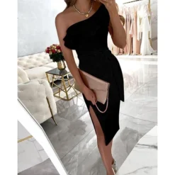 Party Dress Black Wine Red Pure Color Summer Spring 2023 S M L XL 2XL -Party Prom Dresses Sales Store rqetfi1652414185512