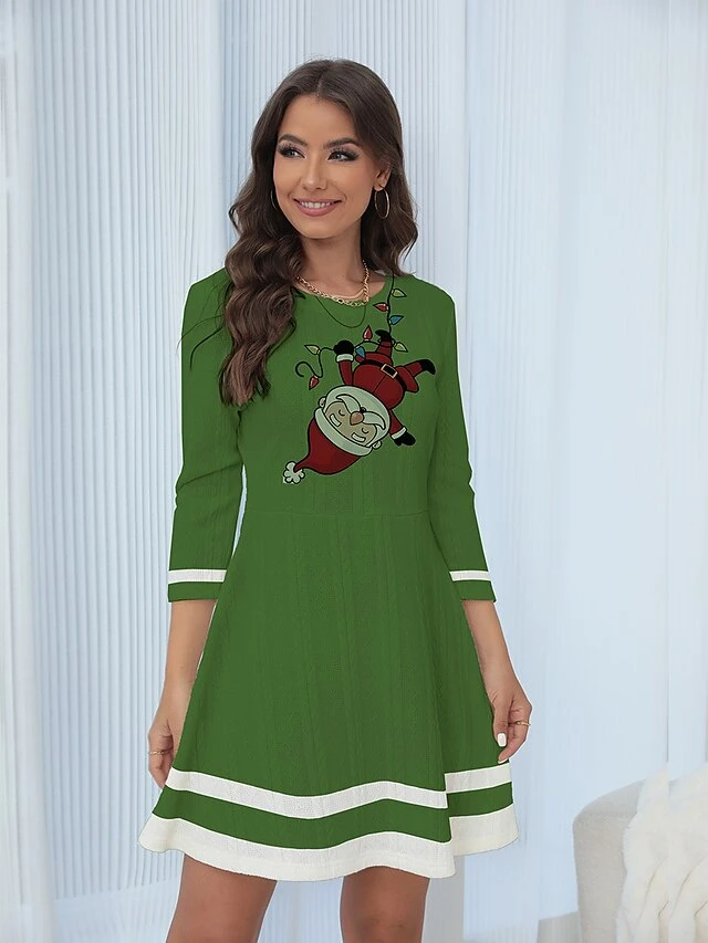 Women's Christmas Dress Sweater Dress Jumper Dress Mini Dress Ugly Santa Claus Christmas Tree Outdoor Christmas Daily Holiday Crew Neck Long Sleeve 2023 Regular Fit White Light Green Wine S M L XL 4 Women's Christmas Dress Sweater Dress Jumper Dress Mini Dress Ugly Santa Claus Christmas Tree Outdoor Christmas Daily Holiday Crew Neck Long Sleeve 2023 Regular Fit White Light Green Wine S M L XL - Image 4