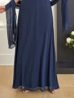 Women's Two Piece Dress Set Party Dress Lace Dress Party Outdoor Fashion Streetwear Lace Patchwork Long Dress Maxi Dress V Neck Sleeveless Plain Regular Fit Navy Blue Fall Winter S M L XL XXL -Party Prom Dresses Sales Store rtrhir1696579883106