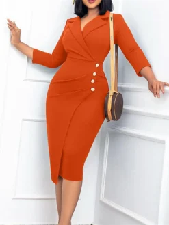 Women's Work Dress Blazer Dress Black Dress Fashion Midi Dress Ruched Button Lapel 3/4 Length Sleeve Plain Regular Fit Black Red Blue Fall Winter S M L XL XXL 30 Women's Work Dress Blazer Dress Black Dress Fashion Midi Dress Ruched Button Lapel 3/4 Length Sleeve Plain Regular Fit Black Red Blue Fall Winter S M L XL XXL -Party Prom Dresses Sales Store rxaunc1692089885788