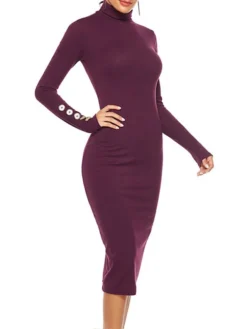 Women's Sweater Dress Midi Dress Dark Blue Gray Long Sleeve Pure Color Button Fall Winter Autumn Turtleneck Casual Winter Dress Fall Dress 2022 S M L XL XXL 3XL 4XL 5XL 26 Women's Sweater Dress Midi Dress Dark Blue Gray Long Sleeve Pure Color Button Fall Winter Autumn Turtleneck Casual Winter Dress Fall Dress 2022 S M L XL XXL 3XL 4XL 5XL -Party Prom Dresses Sales Store sacity1627549593415