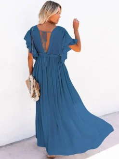 Women's Swing Dress Maxi Long Dress Green Orange Rust Red White Black Backless Short Sleeve Solid Color Summer Spring V Neck Boho Beach Loose 2023 One-Size 24 Women's Swing Dress Maxi Long Dress Green Orange Rust Red White Black Backless Short Sleeve Solid Color Summer Spring V Neck Boho Beach Loose 2023 One-Size -Party Prom Dresses Sales Store sbymiq1675672762618