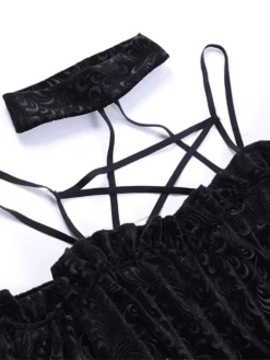 Women's Party Dress Velvet Dress Cocktail Dress Mini Dress Black Short Sleeve Pure Color Lace Spring Fall Winter Halter Neck Fashion Halloween Birthday Wedding Guest 2023 S M L -Party Prom Dresses Sales Store scffhx1693983162800