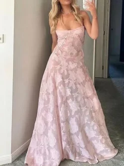 Women's Prom Dress Party Dress Corset Dress Long Dress Maxi Dress Pink Sleeveless Pure Color Lace Spring Fall Winter Spaghetti Strap Fashion Winter Dress Evening Party Wedding Guest 2023 S M L XL -Party Prom Dresses Sales Store scrfce1692169044906