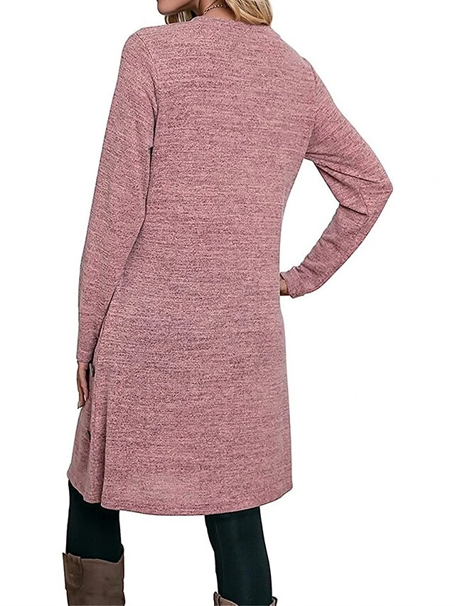 Women's Work Dress Casual Dress A Line Dress Fashion Daily Mini Dress Button Pocket Crew Neck Long Sleeve Plain Loose Fit Black Pink Gray Fall Winter S M L XL XXL 4 Women's Work Dress Casual Dress A Line Dress Fashion Daily Mini Dress Button Pocket Crew Neck Long Sleeve Plain Loose Fit Black Pink Gray Fall Winter S M L XL XXL - Image 4