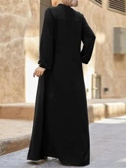 Women's Work Dress Swing Dress Black Dress Classic Long Dress Maxi Dress Zipper Pocket Stand Collar Long Sleeve Plain Loose Fit Black Brown Green Fall Winter S M L XL XXL 19 Women's Work Dress Swing Dress Black Dress Classic Long Dress Maxi Dress Zipper Pocket Stand Collar Long Sleeve Plain Loose Fit Black Brown Green Fall Winter S M L XL XXL -Party Prom Dresses Sales Store sifloi1693300604012