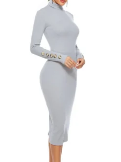 Women's Sweater Dress Midi Dress Dark Blue Gray Long Sleeve Pure Color Button Fall Winter Autumn Turtleneck Casual Winter Dress Fall Dress 2022 S M L XL XXL 3XL 4XL 5XL 22 Women's Sweater Dress Midi Dress Dark Blue Gray Long Sleeve Pure Color Button Fall Winter Autumn Turtleneck Casual Winter Dress Fall Dress 2022 S M L XL XXL 3XL 4XL 5XL -Party Prom Dresses Sales Store sjehix1627549591472