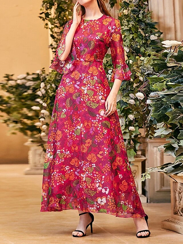 Women's Party Dress Cocktail Dress Wedding Guest Dress Long Dress Maxi Dress Red Half Sleeve Flower Ruched Fall Winter Autumn Crew Neck Fashion Winter Dress Wedding Guest Vacation 2023 S M L XL 1 Women's Party Dress Cocktail Dress Wedding Guest Dress Long Dress Maxi Dress Red Half Sleeve Flower Ruched Fall Winter Autumn Crew Neck Fashion Winter Dress Wedding Guest Vacation 2023 S M L XL