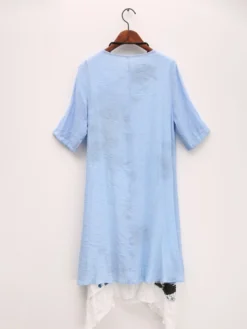 Women's Two Piece Dress Set Casual Dress Print Dress Outdoor Daily Streetwear Casual Layered Print Midi Dress Crew Neck Half Sleeve Floral Regular Fit Pink Sky Blue Summer Spring S M L XL XXL -Party Prom Dresses Sales Store skrudk1685013685226