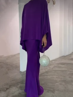 Women's Two Piece Dress Set Casual Dress Skirt Set Daily Going Out Elegant Modern Ruffle Long Dress Maxi Dress Stand Collar Long Sleeve Plain Regular Fit Silver Black White Fall Winter S M L XL XXL -Party Prom Dresses Sales Store smaztu1693386802313