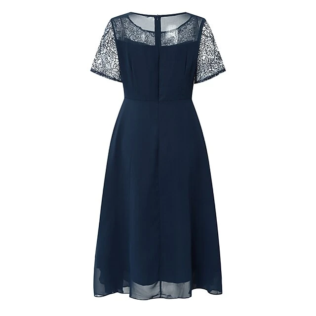 Women‘s Semi Formal Party Dress Lace Dress Midi Dress Wine Blue Green Short Sleeve Embroidery Lace Fall Spring Summer Crew Neck Fashion Wedding Guest Fall Dress 2023 S M L XL XXL 3XL 3 Women‘s Semi Formal Party Dress Lace Dress Midi Dress Wine Blue Green Short Sleeve Embroidery Lace Fall Spring Summer Crew Neck Fashion Wedding Guest Fall Dress 2023 S M L XL XXL 3XL - Image 3