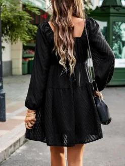 Women's Work Dress Black Dress Semi Formal Dress Fashion Mini Dress Ruched Square Neck Long Sleeve Plain Loose Fit Black Red Army Green Fall S M L XL 26 Women's Work Dress Black Dress Semi Formal Dress Fashion Mini Dress Ruched Square Neck Long Sleeve Plain Loose Fit Black Red Army Green Fall S M L XL -Party Prom Dresses Sales Store ssdsoi1693300579561