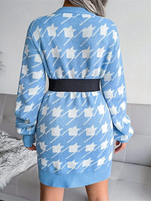 Women's Sweater Dress Jumper Dress Casual Dress Mini Dress Fashion Houndstooth Outdoor Daily Vacation Going Out Crew Neck Long Sleeve 2023 Loose Fit Black Wine Sky Blue S M L 12 Women's Sweater Dress Jumper Dress Casual Dress Mini Dress Fashion Houndstooth Outdoor Daily Vacation Going Out Crew Neck Long Sleeve 2023 Loose Fit Black Wine Sky Blue S M L - Image 12