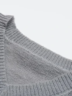 Women's Sweater Dress Winter Dress Jumper Dress Mini Dress Ruched Outdoor Street Daily Fashion Streetwear V Neck Long Sleeve 2023 Loose Fit Gray Color S M L Size -Party Prom Dresses Sales Store sucgwa1695036413392