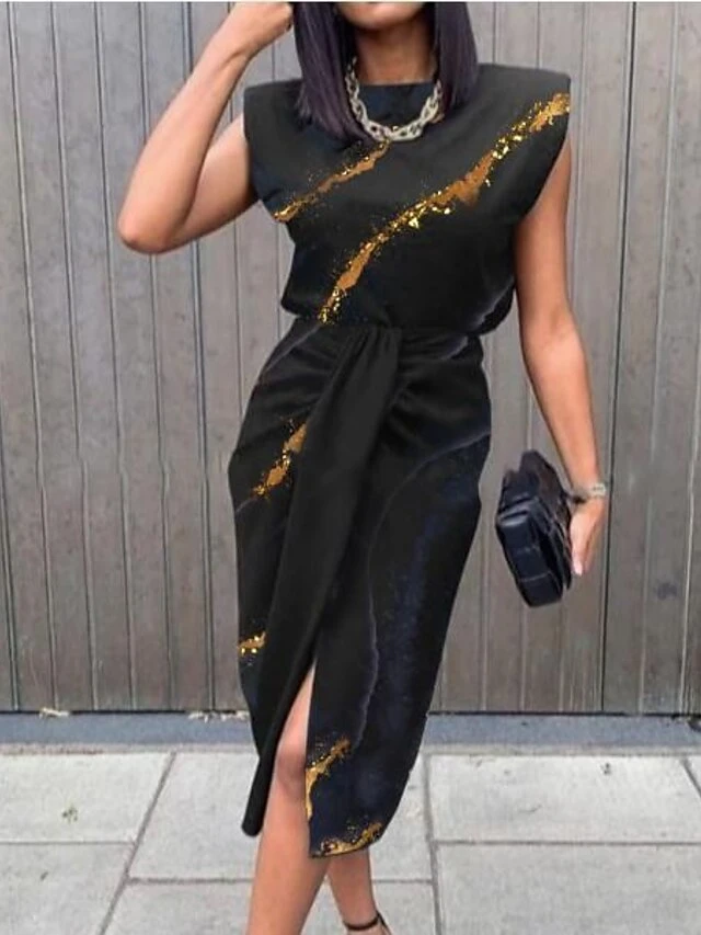 Women's Sheath Dress Midi Dress Sleeveless Butterfly Print Summer Spring V Neck Stylish Party 2023 S M L XL XXL 3XL 4 Women's Sheath Dress Midi Dress Sleeveless Butterfly Print Summer Spring V Neck Stylish Party 2023 S M L XL XXL 3XL - Image 4