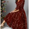 Women's Party Dress Cocktail Dress Wedding Guest Dress Midi Dress Pink Wine Red 3/4 Length Sleeve Plaid Pocket Spring Fall Winter Deep V Fashion Winter Dress Christmas Wedding Guest 2023 S M L XL XXL
