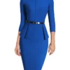 Women's Work Dress Sheath Dress Semi Formal Dress Fashion Midi Dress Ruched Crew Neck 3/4 Length Sleeve Plain Regular Fit Black Red Blue Fall Winter S M L XL XXL