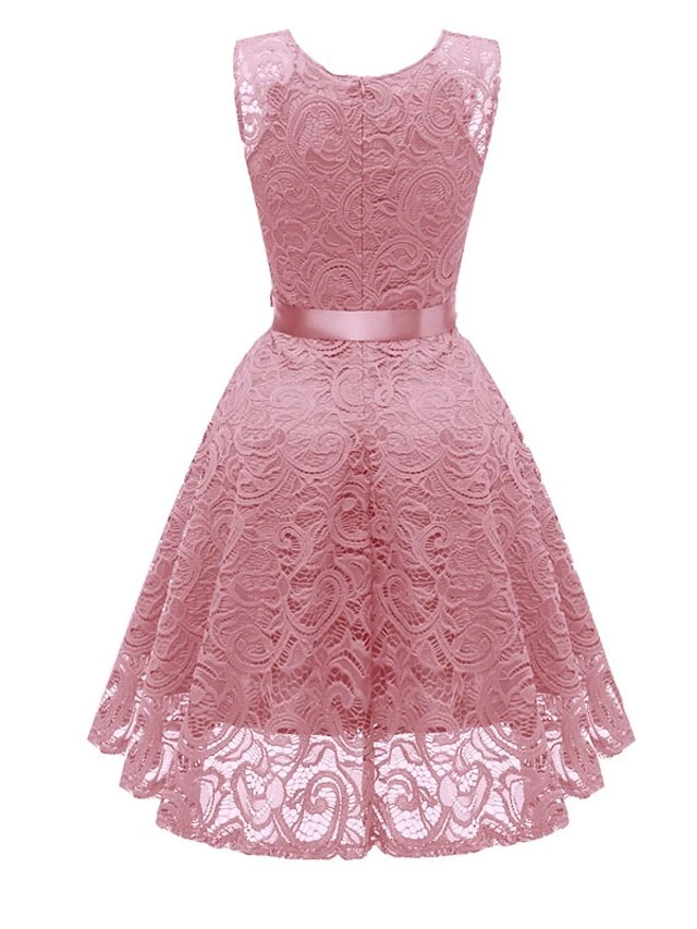 Women's Party Dress Vintage Tea Dresses Lace Dress Homecoming Dress Knee Length Dress Pink Wine Navy Blue Sleeveless Pure Color Lace Summer Spring Fall V Neck Vintage Party Wedding Guest Dress 3 Women's Party Dress Vintage Tea Dresses Lace Dress Homecoming Dress Knee Length Dress Pink Wine Navy Blue Sleeveless Pure Color Lace Summer Spring Fall V Neck Vintage Party Wedding Guest Dress - Image 3